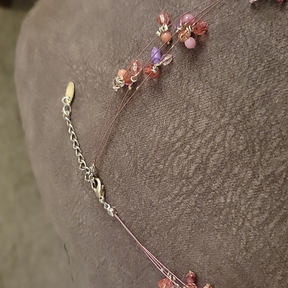 Pink Dragonfly Pendant Beaded Floating Station Fairycore Necklace Earrings Set - Picture 5 of 6